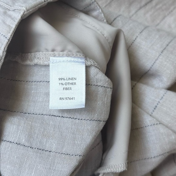 J. Jill Beige Linen Stripe Relaxed Straight Leg Pants Size 16 - Picture 5 of 8